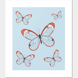 Glasswing butterfly cartoon illustration Posters and Art